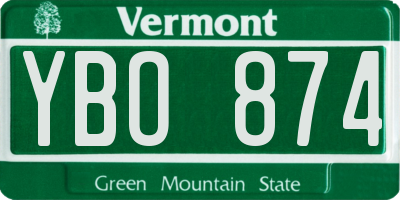 VT license plate YBO874