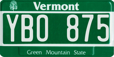 VT license plate YBO875