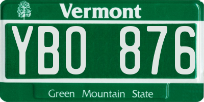 VT license plate YBO876