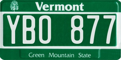 VT license plate YBO877