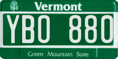 VT license plate YBO880