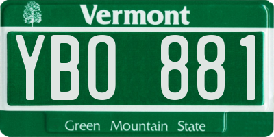 VT license plate YBO881