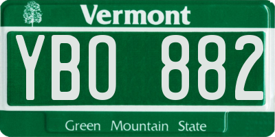 VT license plate YBO882