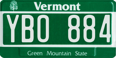 VT license plate YBO884