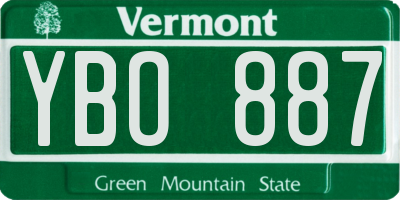 VT license plate YBO887