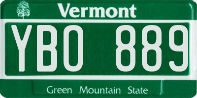 VT license plate YBO889