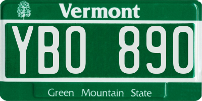 VT license plate YBO890