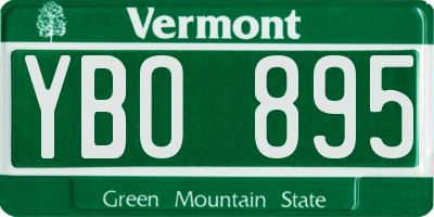 VT license plate YBO895