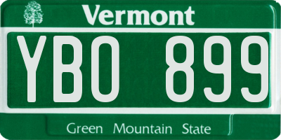 VT license plate YBO899