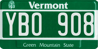 VT license plate YBO908