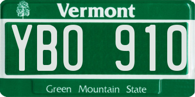 VT license plate YBO910