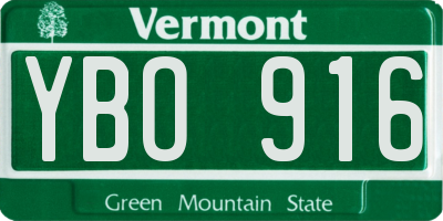 VT license plate YBO916