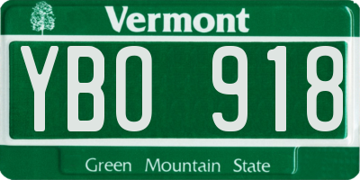 VT license plate YBO918