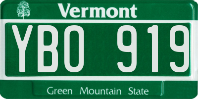 VT license plate YBO919