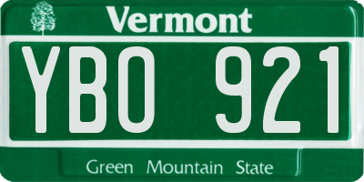 VT license plate YBO921