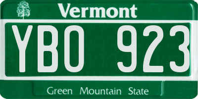 VT license plate YBO923
