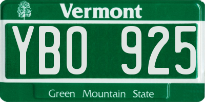 VT license plate YBO925