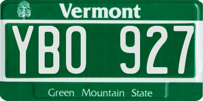 VT license plate YBO927