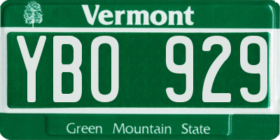 VT license plate YBO929