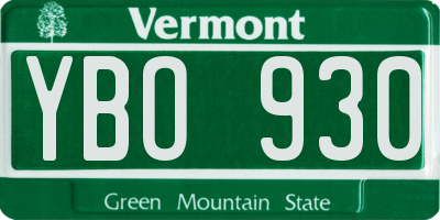 VT license plate YBO930