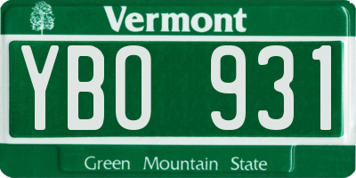 VT license plate YBO931