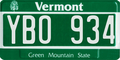 VT license plate YBO934
