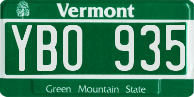 VT license plate YBO935