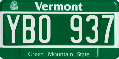 VT license plate YBO937