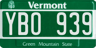 VT license plate YBO939