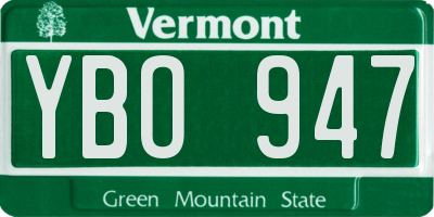 VT license plate YBO947