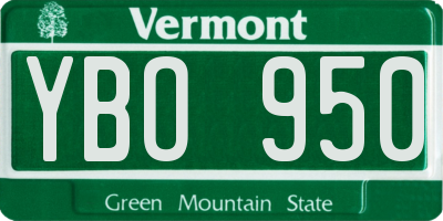 VT license plate YBO950