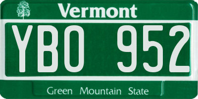 VT license plate YBO952
