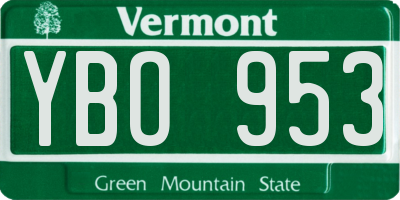 VT license plate YBO953