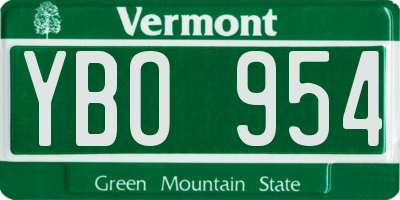VT license plate YBO954