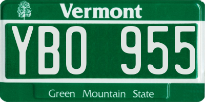 VT license plate YBO955