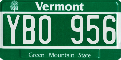 VT license plate YBO956