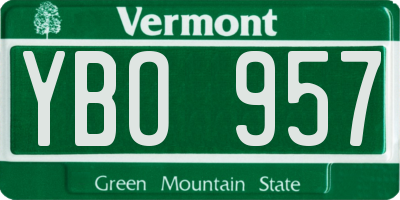 VT license plate YBO957