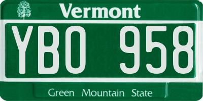 VT license plate YBO958