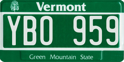 VT license plate YBO959