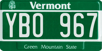 VT license plate YBO967