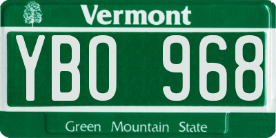 VT license plate YBO968
