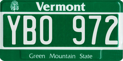 VT license plate YBO972