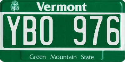 VT license plate YBO976