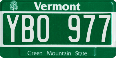 VT license plate YBO977