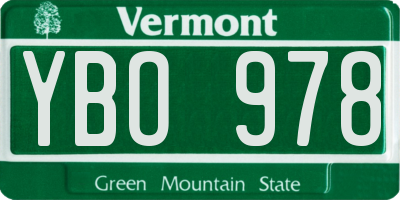 VT license plate YBO978