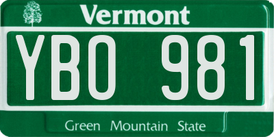 VT license plate YBO981