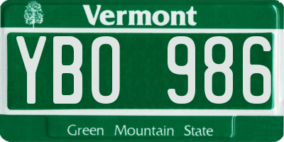 VT license plate YBO986