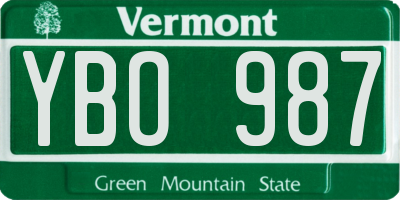 VT license plate YBO987