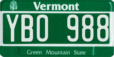 VT license plate YBO988