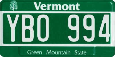 VT license plate YBO994